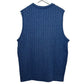 Vintage 90s L.L Bean Cable Knit Sweater Vest Blue Wool Blend Large Tall