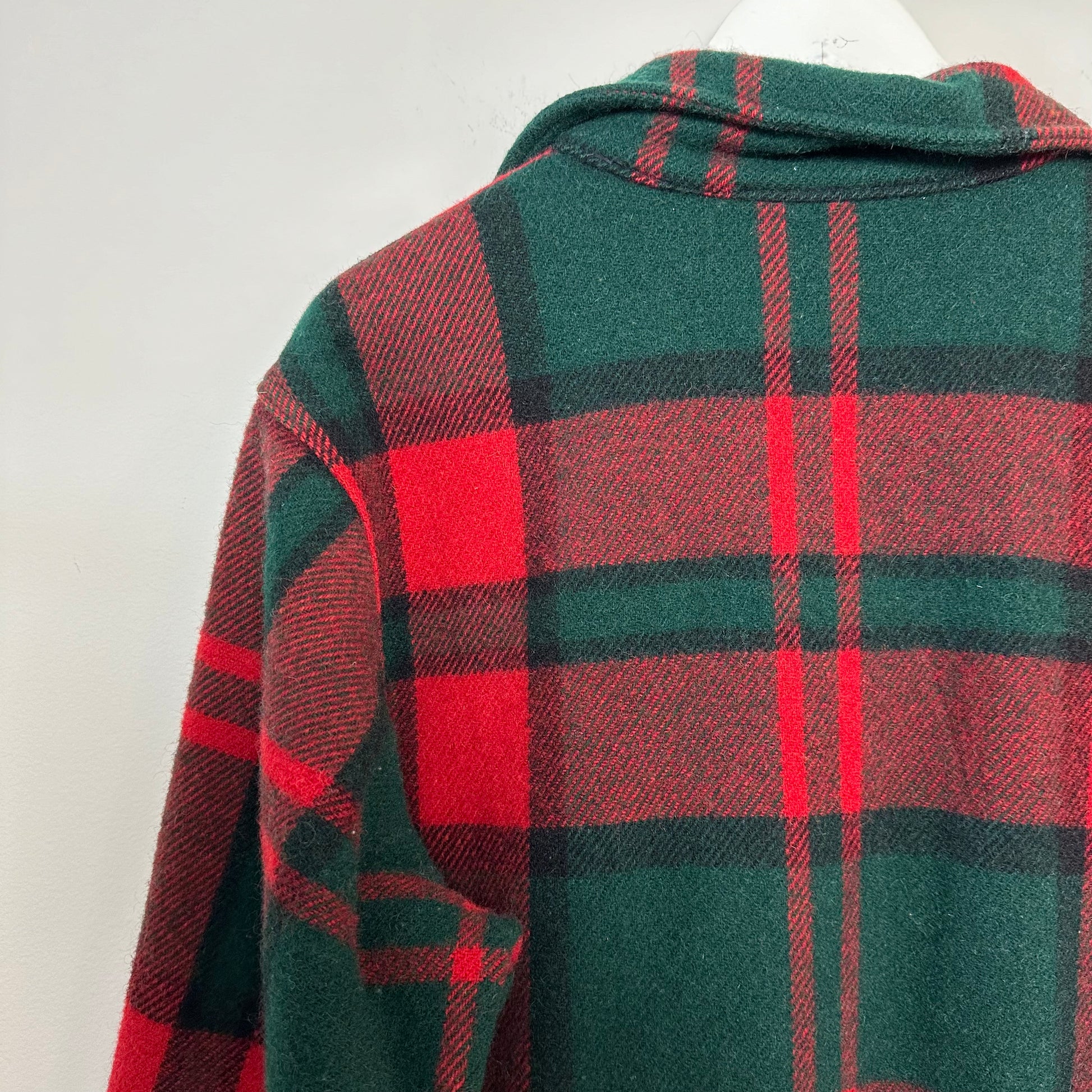 Vintage 70s Woolrich Wool Plaid Shirt Jacket Shacket Red