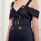 C/MEO Collective Framework Dress Navy Blue Midi Double Breasted Trench Small