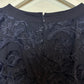 Talbots Embroidered Clipped Floral Shift Dress Navy Blue Sleeveless 16