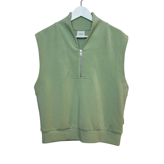 NWOT Varley Loretta Half-Zip Sleeveless Sweatshirt Snow Sage Green Top Medium