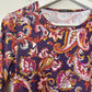 J. McLaughlin Catalina Cloth Paisley Shirt Purple Pink 3/4 Sleeves T-Shirt Small