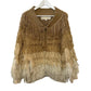 Jen's Pirate Booty Berber Fringe Cardigan Sweater Bomber Jacket Boho Small
