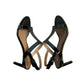 Aquatalia Rosetta Patent Leather Sandal Heels Black Slingback Kitten Heel 8