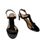 Aquatalia Rosetta Patent Leather Sandal Heels Black Slingback Kitten Heel 8