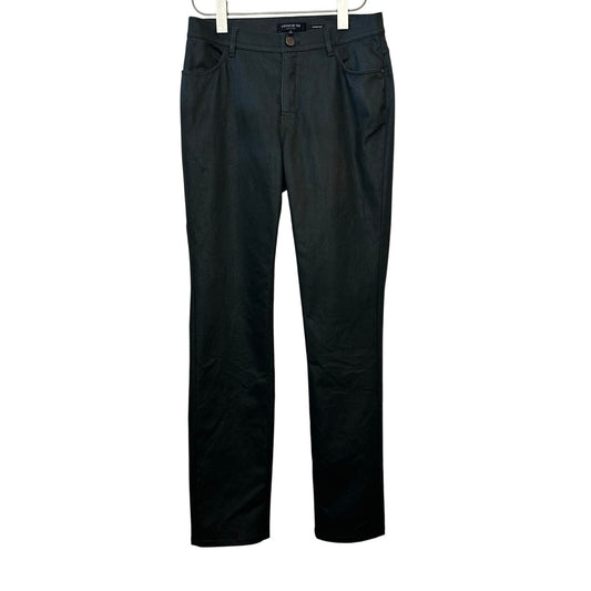 Lafayette 148 Thompson Waxed Denim Coated Jeans Slim Mid Rise Gray 4