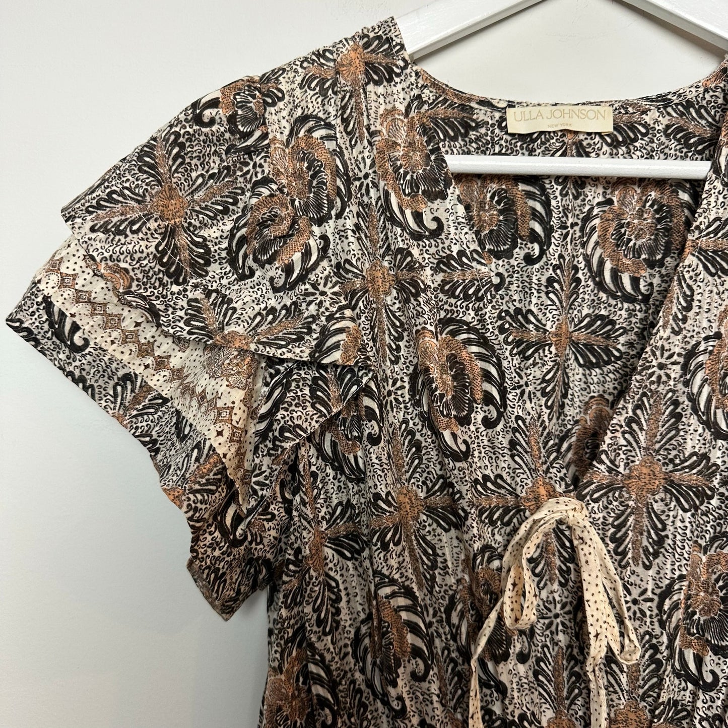 Ulla Johnson Kaitlyn Dress Yarrow Mini Short Sleeve Tiered Ruffle Skirt 6