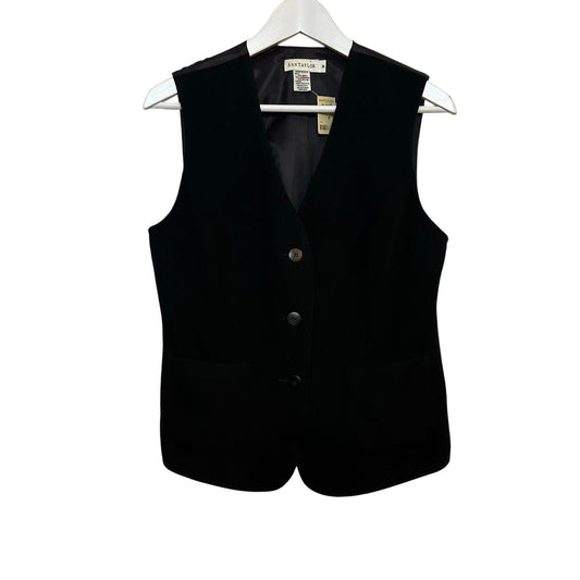NWT Vintage 90s Ann Taylor Vest Suit Tailored Wool Cashmere Black Medium