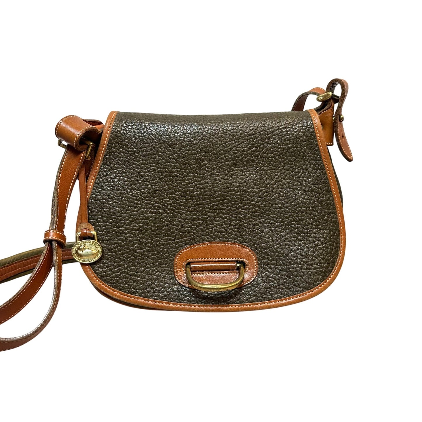 Vintage Dooney and Bourke Horseshoe Bag Crossbody Green All Weather Leather