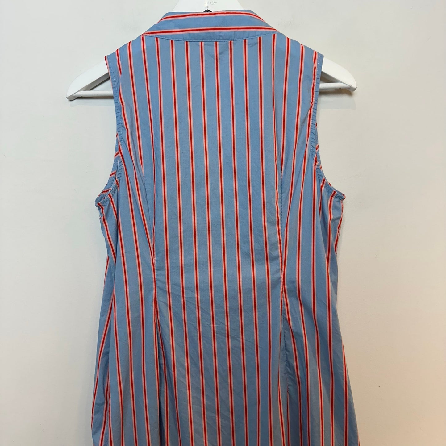 Tuckernuck Pomander Place Striped Lara Dress Shirt Midi Blue Red Cotton Small