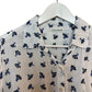 Roller Rabbit Caleb Top Blue Marble White Long Sleeve Collared Button Medium