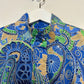 J.Mclaughlin Berlin Midi Dress Shirt Blue Green Paisley Cotton Pop Over Shift S
