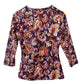 J. McLaughlin Catalina Cloth Paisley Shirt Purple Pink 3/4 Sleeves T-Shirt Small
