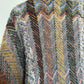 Vintage 90s Casalana Grandpa Sweater Chunky Knit Rainbow Chevron V Neck Medium
