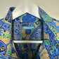 J.Mclaughlin Berlin Midi Dress Shirt Blue Green Paisley Cotton Pop Over Shift S