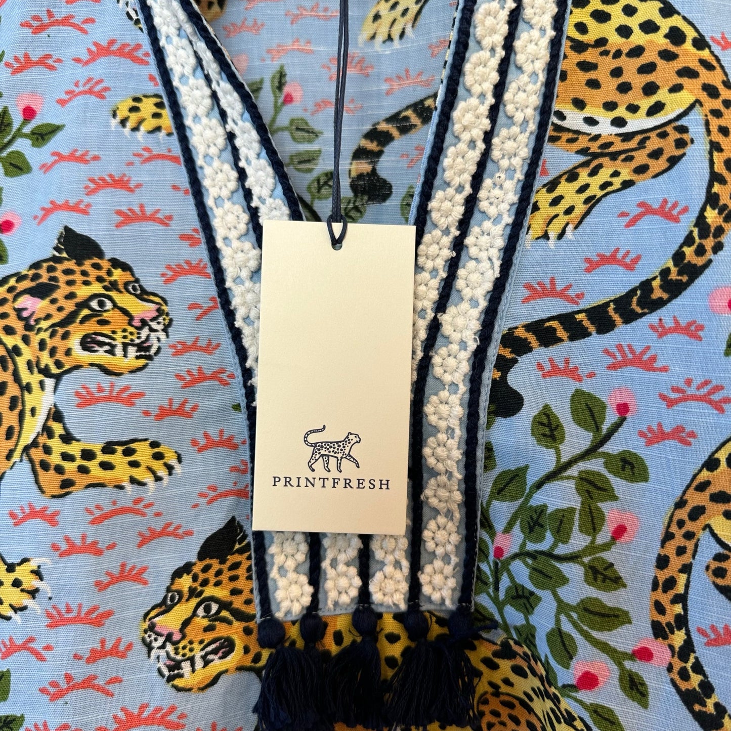 NWT Printfresh Dress Ocean View Shift Bagheera Cotton Linen Animal Small