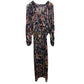 IRO Paris Ramona Dress Ruffle Trimmed Metallic Printed Chiffon Midi 40