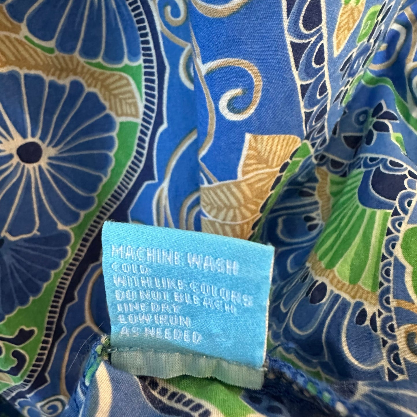 J.Mclaughlin Berlin Midi Dress Shirt Blue Green Paisley Cotton Pop Over Shift S