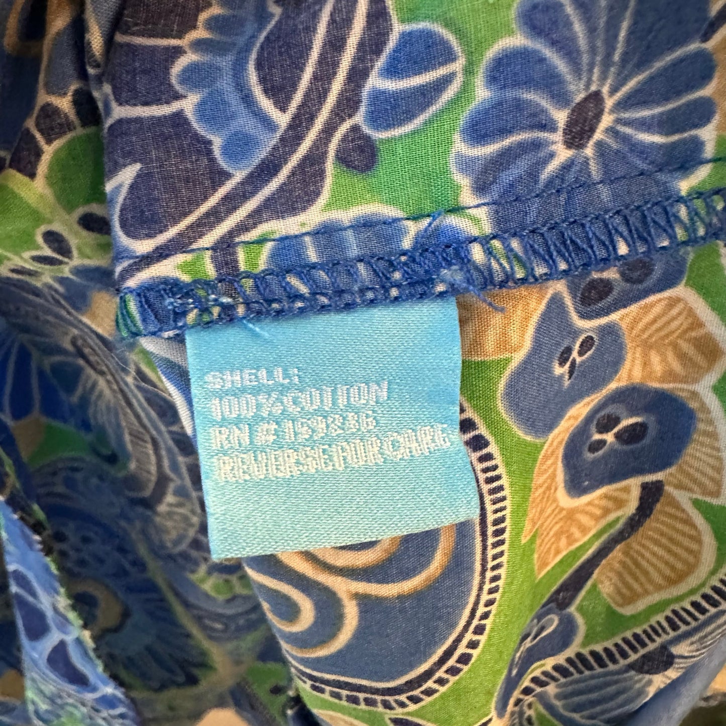 J.Mclaughlin Berlin Midi Dress Shirt Blue Green Paisley Cotton Pop Over Shift S