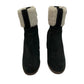 Yves Saint Laurent YSL Wedge Heel Aspen Suede Black Boots Shearling Fur 37.5