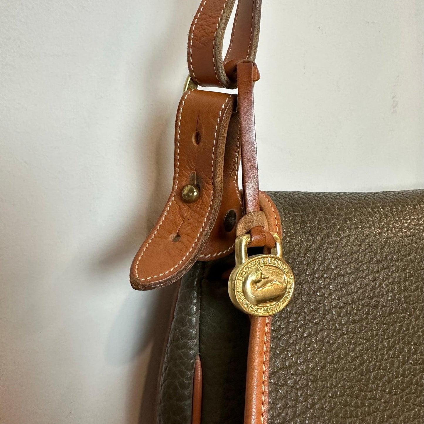 Vintage Dooney and Bourke Horseshoe Bag Crossbody Green All Weather Leather