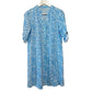 J. McLaughlin Riviera Linen Dress Blue and White Popover Shirt Dress Button Front XS