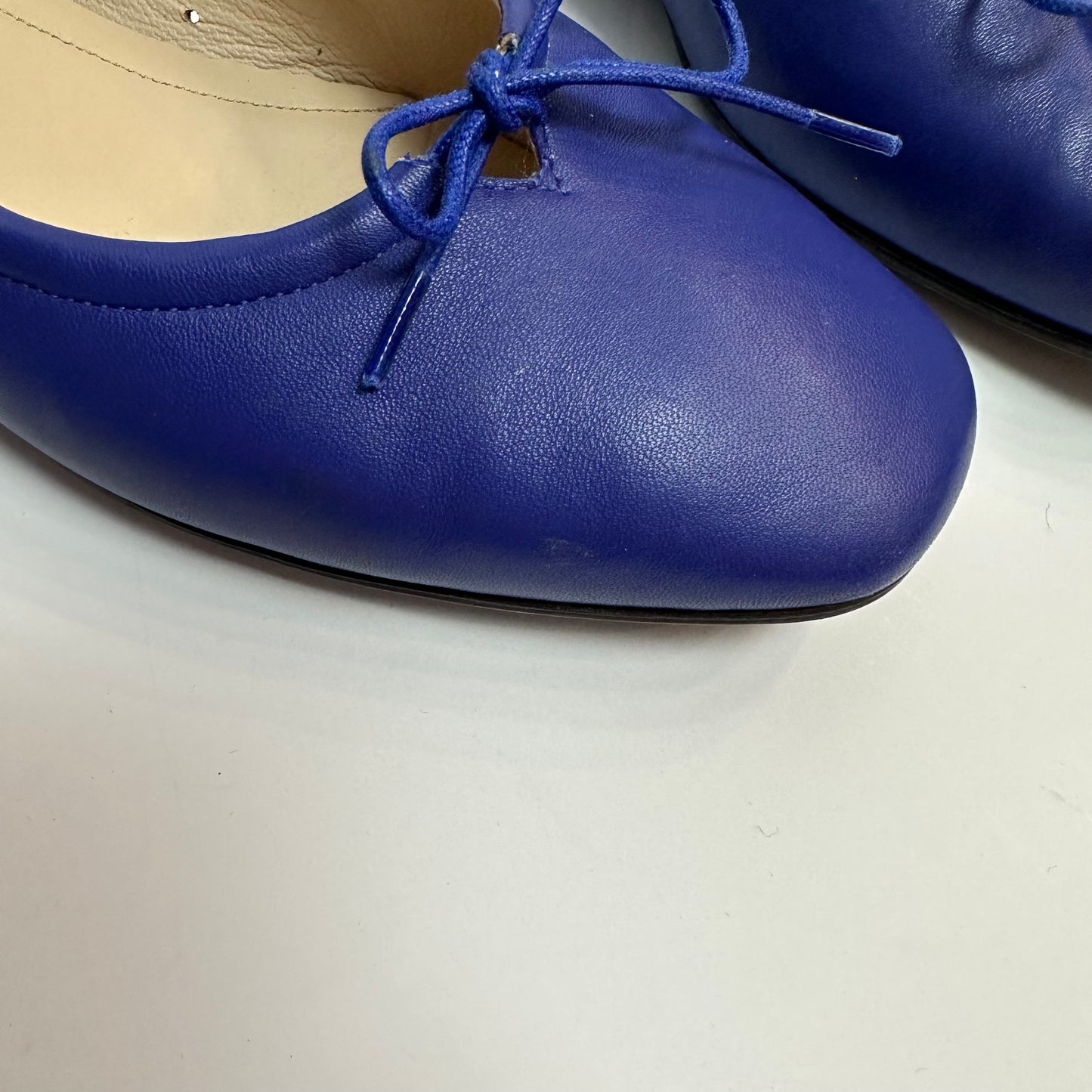 Everlane Day Ballet Flats Leather Bow Cobalt Royal Blue 6