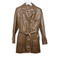 Vintage 70s Etienne Aigner Brown Leather Jacket Coat Tie Waist Belt 8