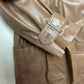 Vintage 70s Etienne Aigner Brown Leather Jacket Coat Tie Waist Belt 8
