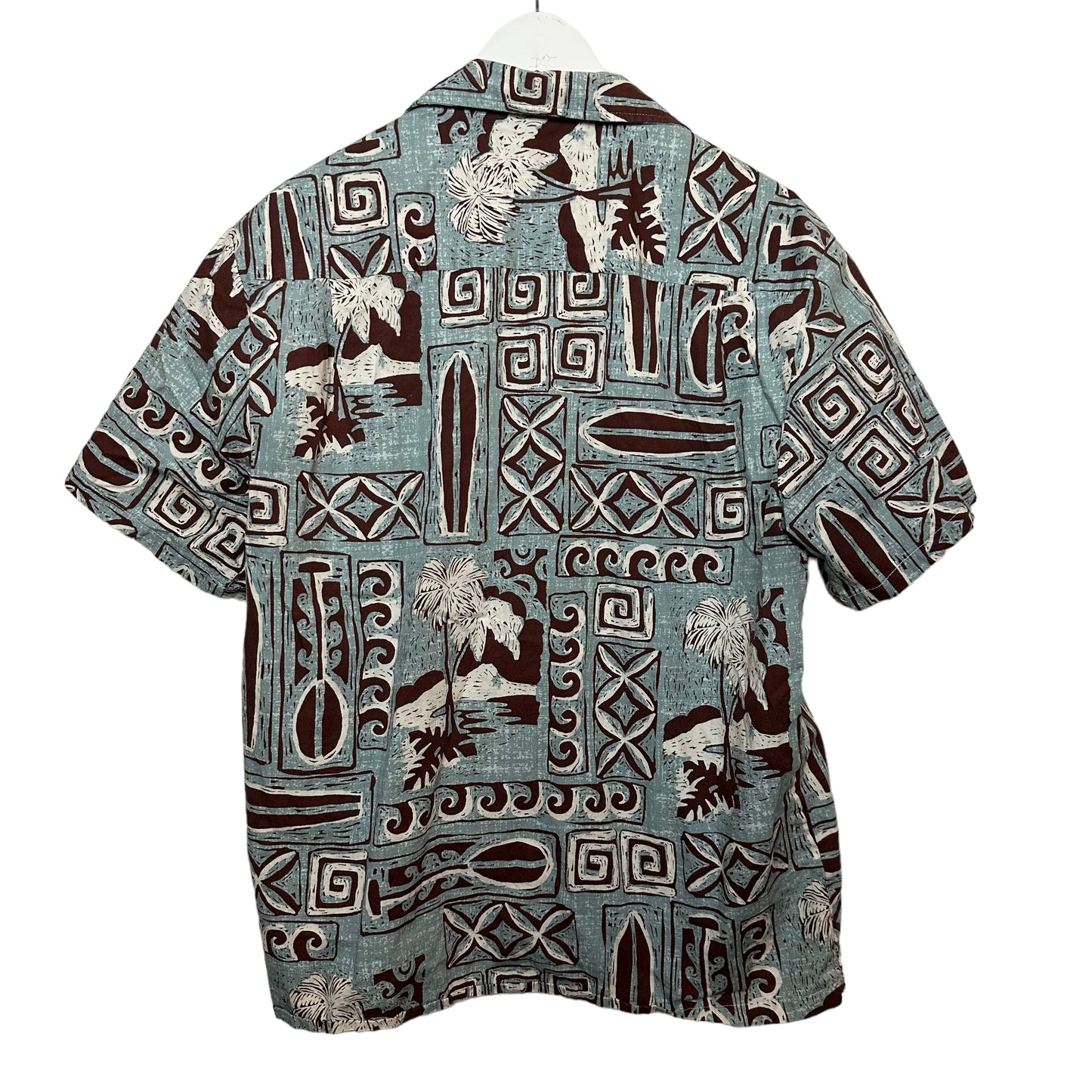 Vintage Blue Hawaii Short Sleeve Button Down Shirt Hawaiian Blue Brown Large