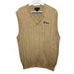 Vintage 90s Izod Club Sweater Vest Chunky Cable Knit Tan