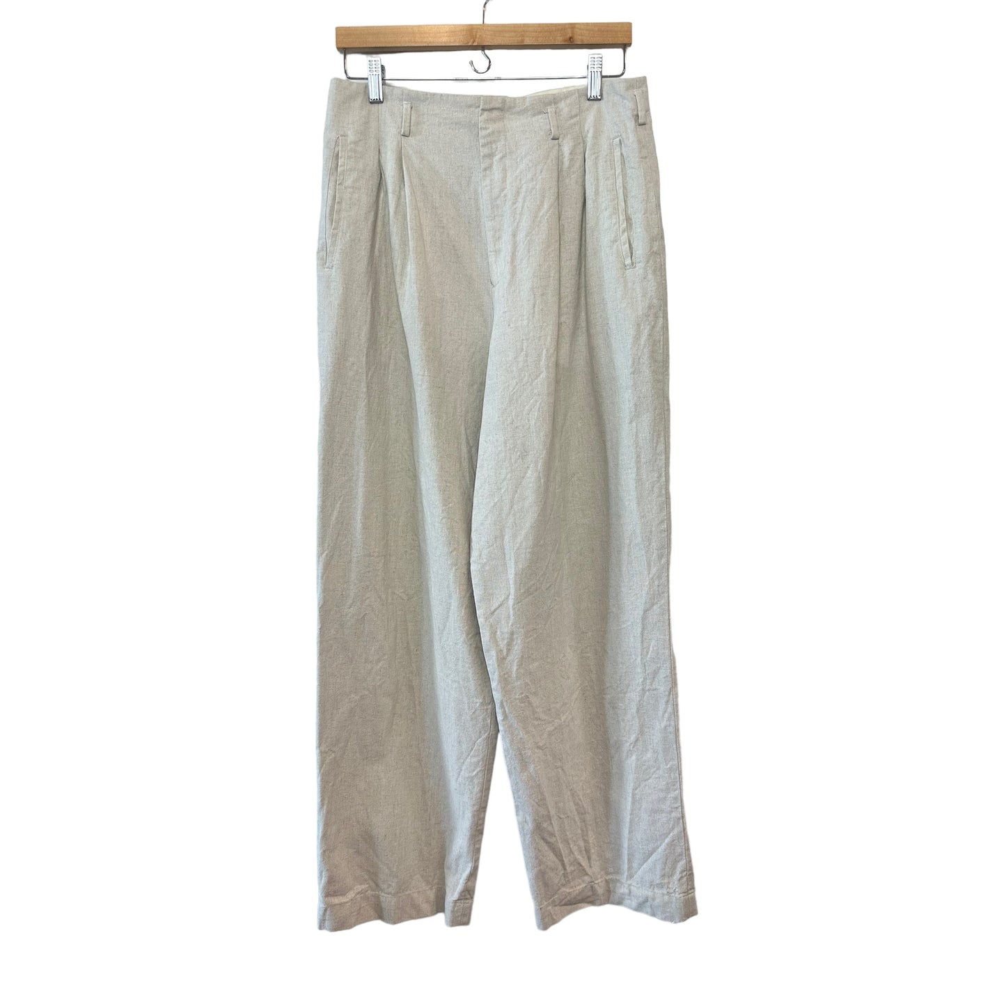 Vintage 80s Ralph Lauren Trousers High Rise Linen Cotton Beige Pleated 10