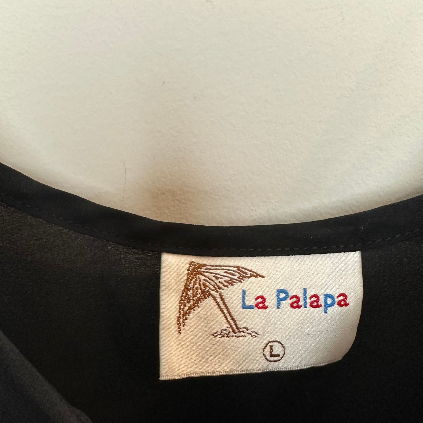 La Palapa Black Sheer Dress Coverup Tie Straps Large