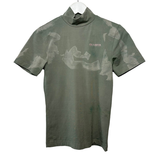Vintage Harley Davidson Green Mock Turtleneck Top Tie Dye Small XS