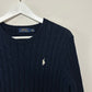 Polo Ralph Lauren Sweater Dress Cable Knit Navy Blue Long Sleeve Medium