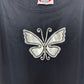 Vintage 90s Stop Here Butterfly Dress Overalls Black