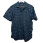 RVCA Short Sleeve Button Down Collared Shirt Navy Blue Pink Dots Slim XL