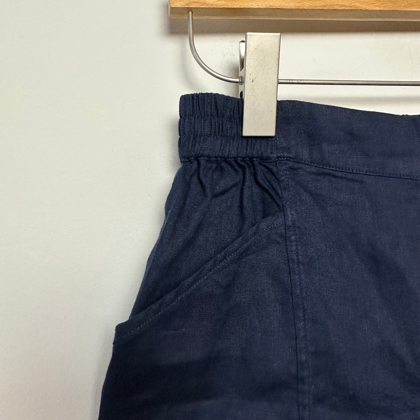 Lunya Woven Linen Shorts Navy Blue Medium Pull On High Rise