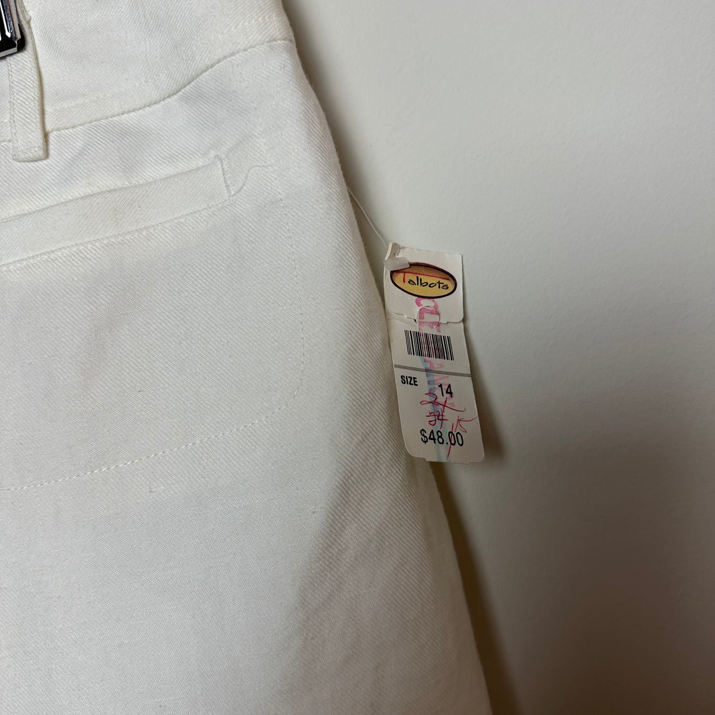 Vintage With Tags Talbots Irish Linen Blend White Short Trouser High Rise 14