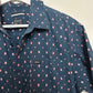 RVCA Short Sleeve Button Down Collared Shirt Navy Blue Pink Dots Slim XL