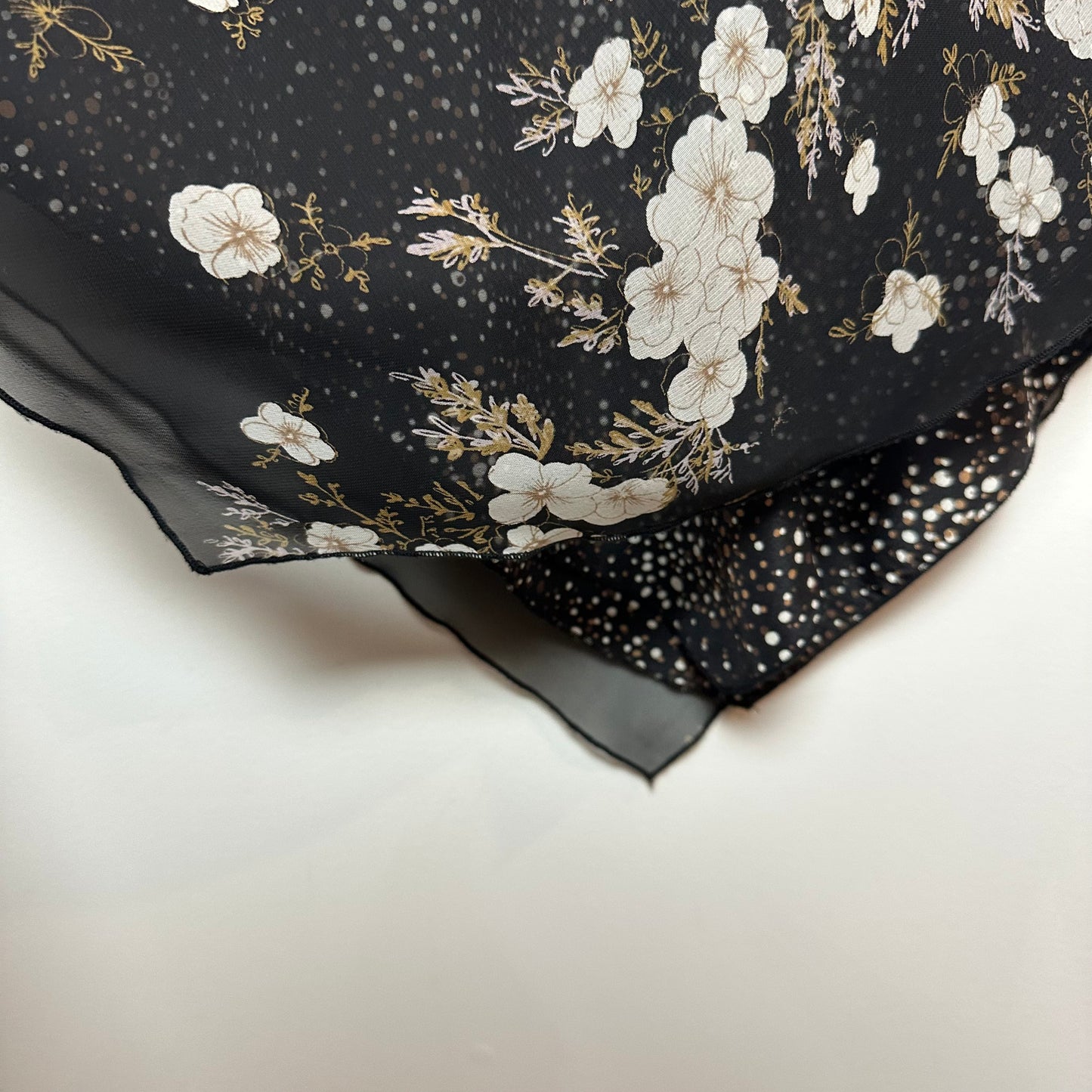Vintage 90s CDC Floral Dress Sheer Short Sleeve Asymmetric Hem Layered Black 6 Petite