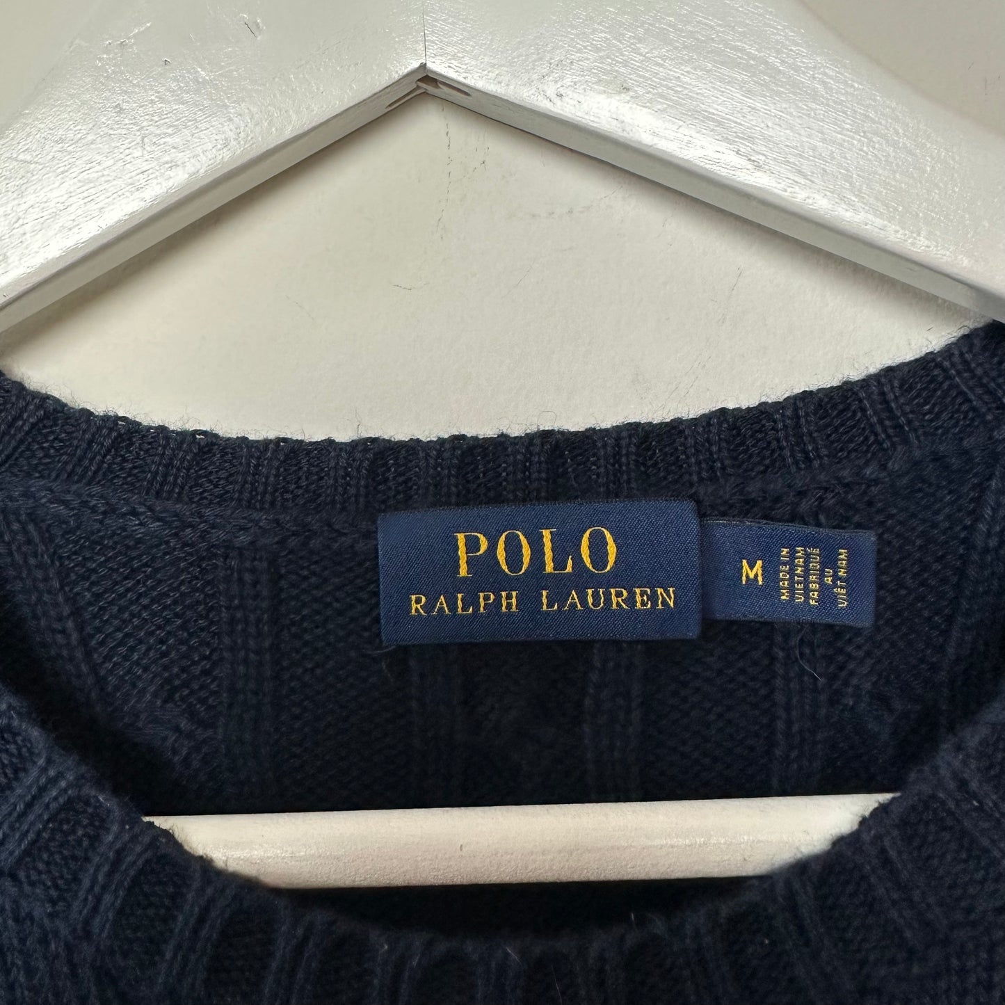 Polo Ralph Lauren Sweater Dress Cable Knit Navy Blue Long Sleeve Medium