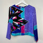 Vintage 80s Hal Ferman Coordinating Set Blouse and Skirt Set Jewel Tone Geometric 10