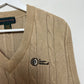 Vintage 90s Izod Club Sweater Vest Chunky Cable Knit Tan