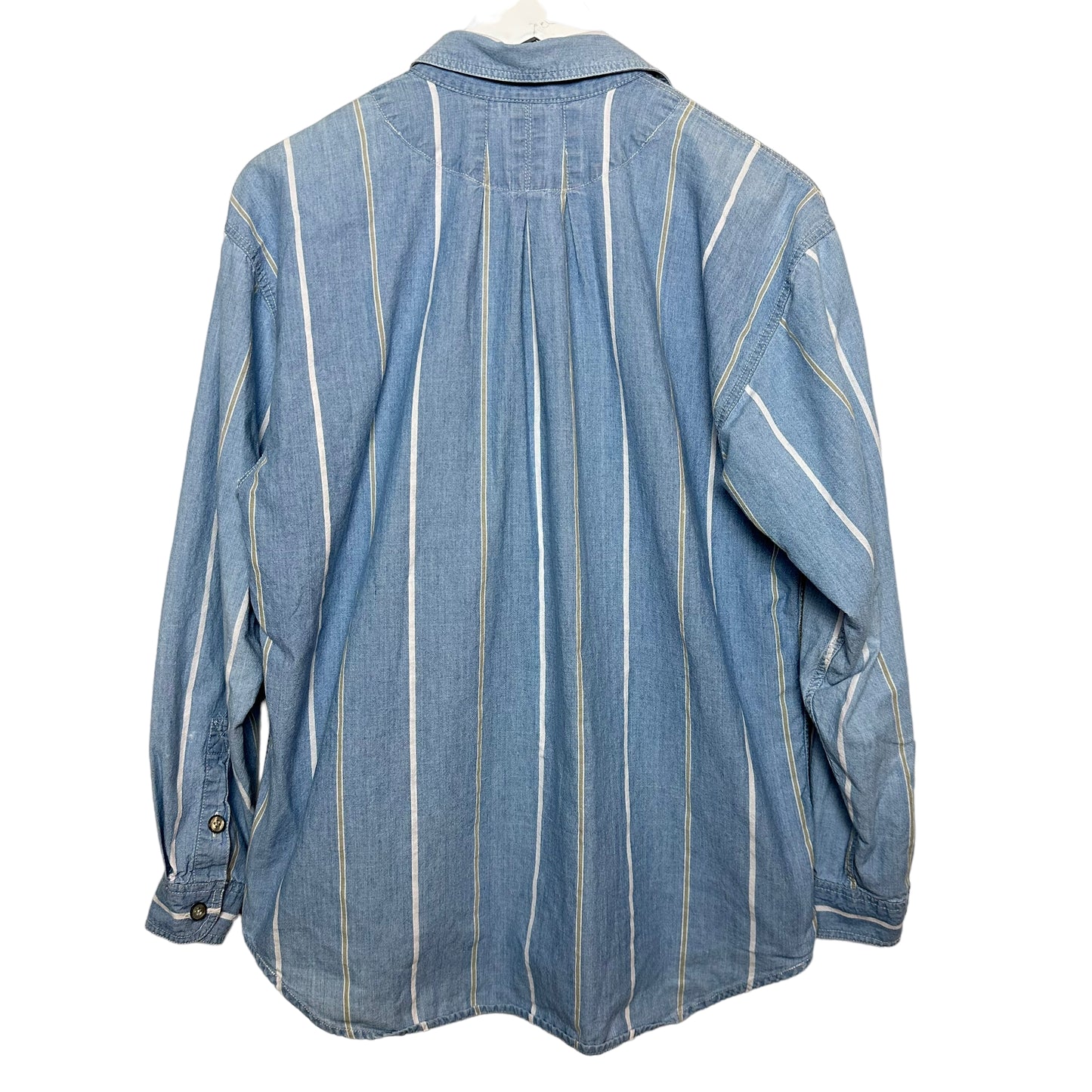 Vintage 90s Lizwear Chambray Denim Striped Long Sleeve Button Down Small