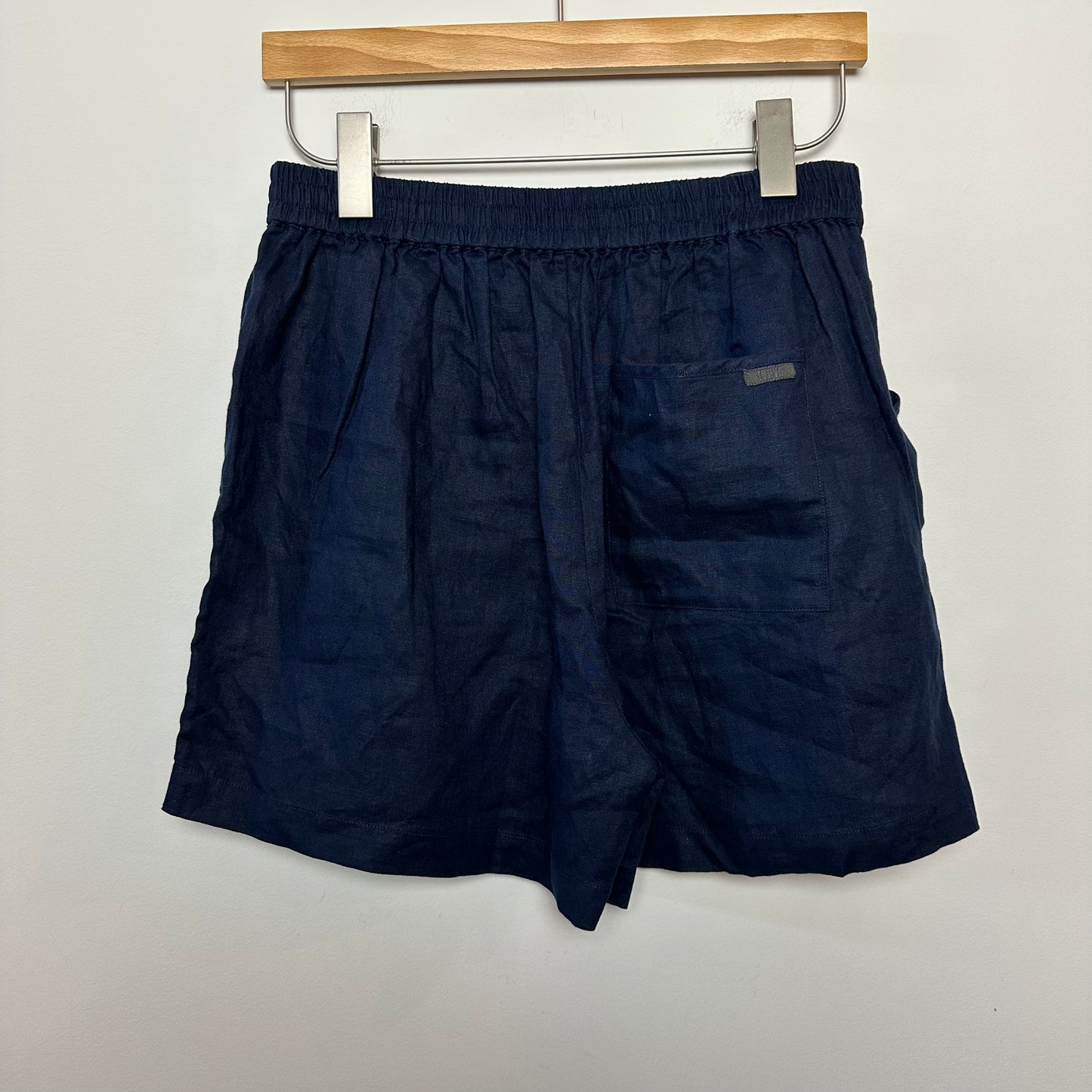 Lunya Woven Linen Shorts Navy Blue Medium Pull On High Rise
