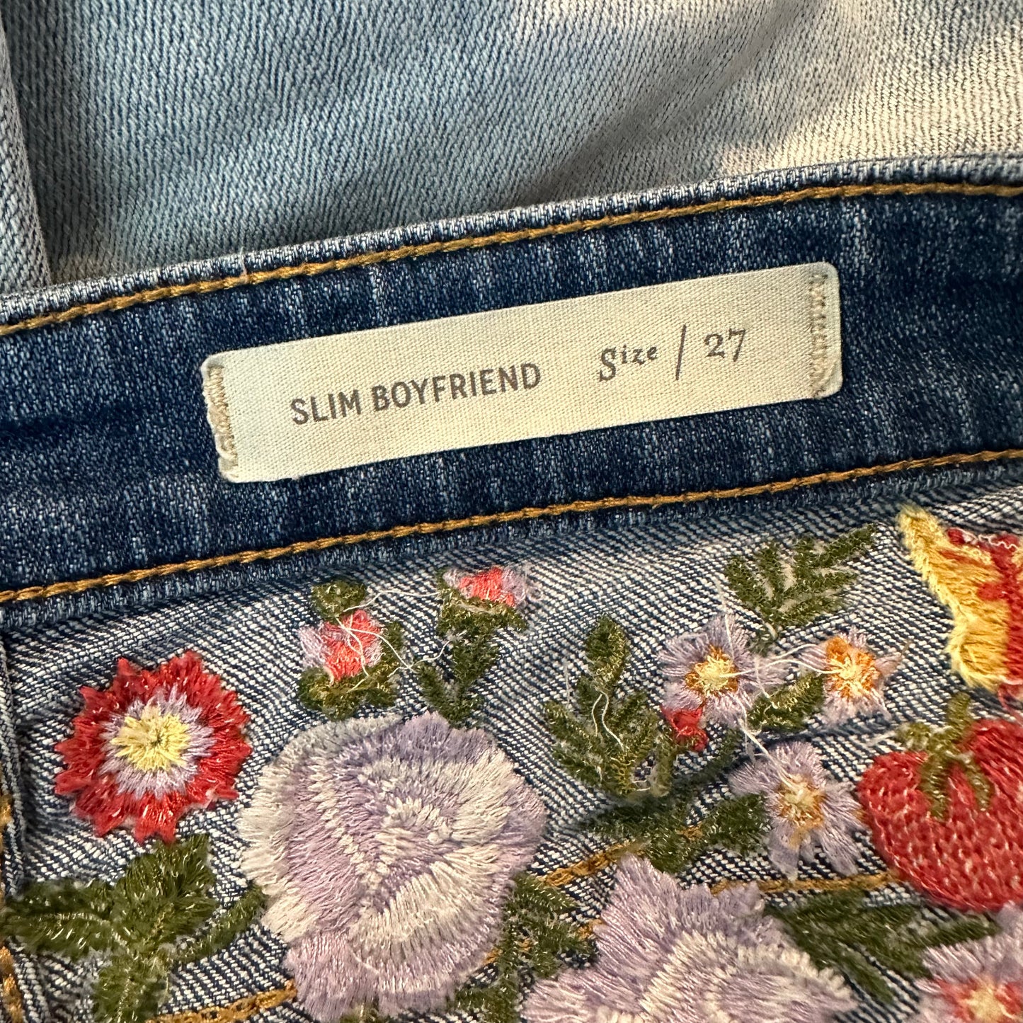 Anthropologie Pilcro and the Letterpress Slim Boyfriend Floral Fruit Embroidered Jean Shorts 27