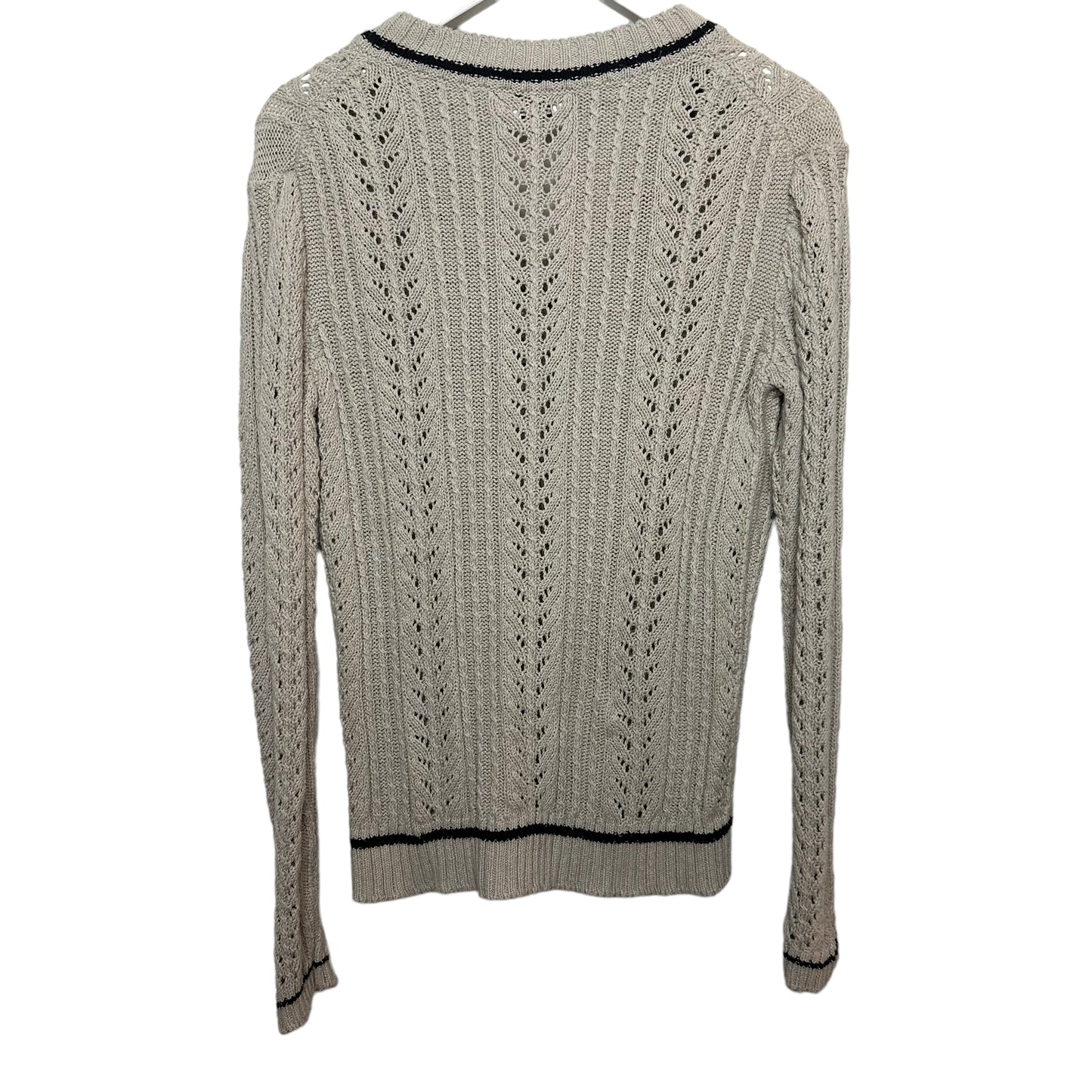 Vintage 90s Talbots Sweater Open Knit Tan Cotton and Silk Medium