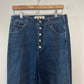 AMO Denim Slim Dock Pant in Dark Vintage Jeans Twisted Outseam High Rise Button Fly 29