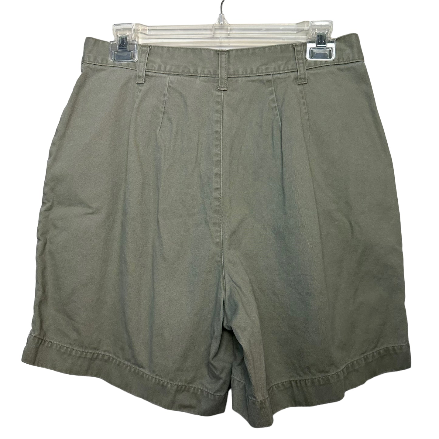 Vintage 90s Bill Blass High Rise Pleat Front Shorts Olive Green Cotton Size 8